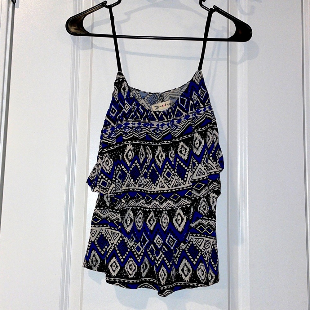 Tiered Patterned Tank with Adjustable Straps